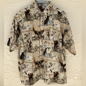 Duck Hunting Labrador Retriever Marsh Scene Button Up Shirt Mens L
